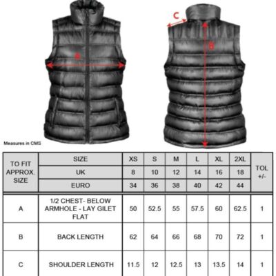 Gefütterter Damen Bodywarmer "Ice Bird" Result Urban | R 193F Grössentabelle Gefütterter Damen Bodywarmer "Ice Bird" Result Urban | R 193F Grössentabelle