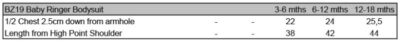 Baby Body Babybugz | BZ 19 Grössentabelle Baby Body Babybugz | BZ 19 Grössentabelle