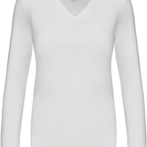 Damen V-Ausschnitt T-Shirt langarm Kariban | K 382