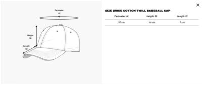 6 Panel Cotton Twill Kappe True Blanks | Cotton Twill Cap Grössentabelle