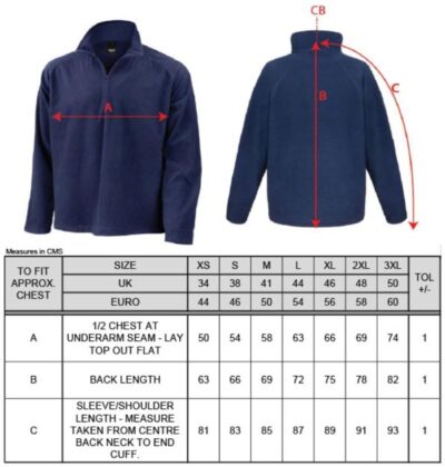 Core Microfleece Result Core | R 112X Grössentabelle