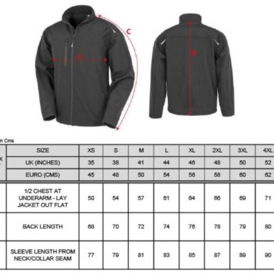 Herren 3-Lagen Softshell Jacke "Printable" Result Recycled | R 900M Grössentabelle Herren 3-Lagen Softshell Jacke "Printable" Result Recycled | R 900M Grössentabelle