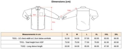 Kordhemd langarm Kariban | K 599 Grössentabelle Kordhemd langarm Kariban | K 599 Grössentabelle