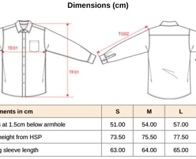 Kordhemd langarm Kariban | K 599 Grössentabelle Kordhemd langarm Kariban | K 599 Grössentabelle