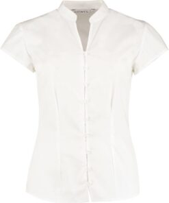 Popeline Bluse mit Maokragen kurzarm Kustom Kit | KK 727