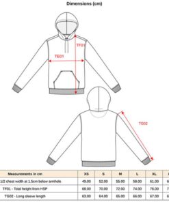 Unisex Kapuzen Sweater Kariban | K 4013 Grössentabelle