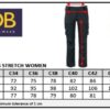 Damen Stretch Workwear Hose ProJob | 2553 Service Pants Women Grössentabelle