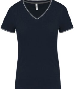 Damen Piqué V-Ausschnitt T-Shirt Kariban | K 394