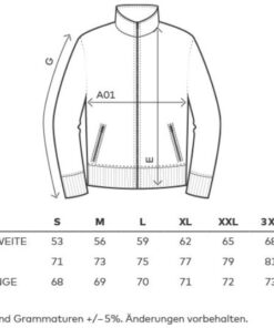 Herren Workwear Sweatjacke - EXCD Promodoro | 5270 Grössentabelle