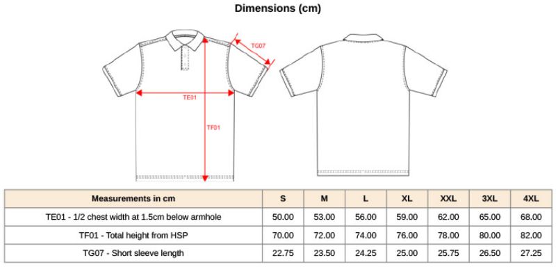 Herren Piqué Polo Kariban | K 254 Grössentabelle
