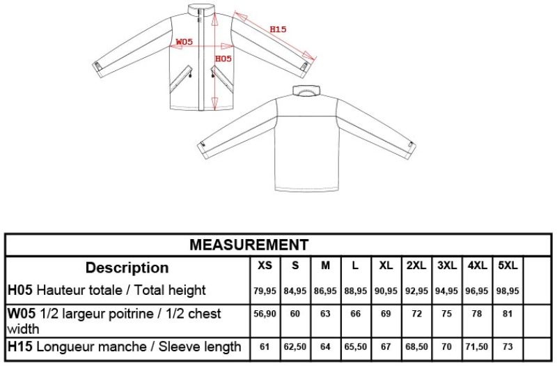 Parka Kariban | K 677 Grössentabelle