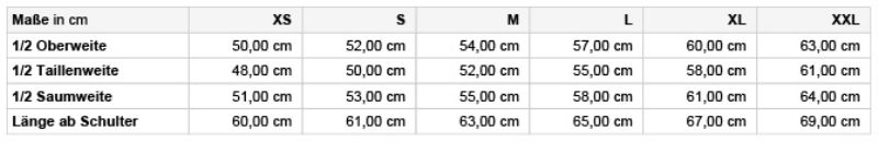 Damen Bodywarmer Daiber | JN 1375 Grössentabelle