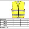 Warnweste ProJob | 6709 Hi-Viz Vest Grössentabelle