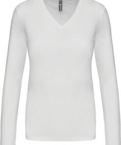 Damen V-Ausschnitt T-Shirt langarm Kariban | K 382